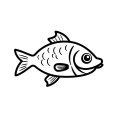 Poster - Minimalist fish icon design showcasing simple lines in a clean 2D style suitable for modern applications and creative projects