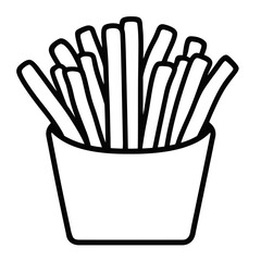 Poster - Minimalist single line icon of delicious French fries in a container suitable for graphic design projects and food-related themes