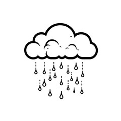 Poster - Minimalist hail icon with sleek design featuring a cloud and falling hail in simple line art style