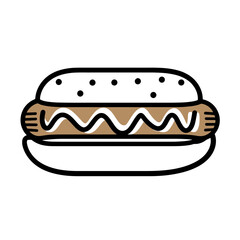 Poster - Minimalist hot dog icon designed in a tech-inspired line art style suitable for modern graphic use