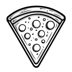 Poster - Minimalist pizza slice icon in single line design representing delicious food creativity