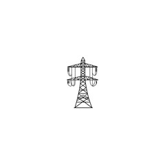 Poster - Minimalist power lines icon designed as a single line drawing representing electrical infrastructure