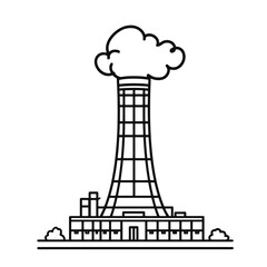 Poster - Minimalist reactor building icon with single line design showcasing industrial structure in a modern style