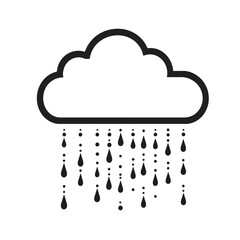 Poster - Minimalist rain cloud icon in tech-inspired line design with elegant drops