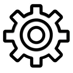 Poster - Minimalist settings icon featuring a clean, single line design with a gear shape used for various applications in digital interfaces