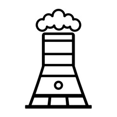 Poster - Minimalist reactor building icon designed with a single line in a 2D style for clear representation of energy generation