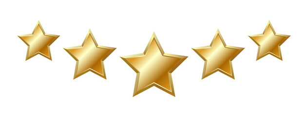 Wall Mural - isolated 5 shiny realistic gold on transparent background, matte star with metallic effect. five ele