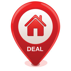 vector home icon with red arrow
