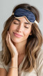 © sabyna75 - Relaxed woman wearing elegant silk sleep mask for restful sleep and self-care