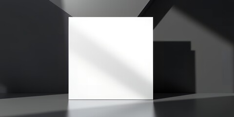 Poster - White square against a dark background with a light ray diagonally across the square