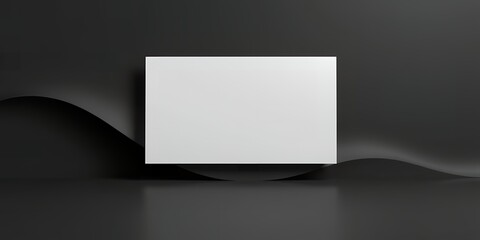 Poster - A white rectangular card floating above flowing black fabric in a studio setting design