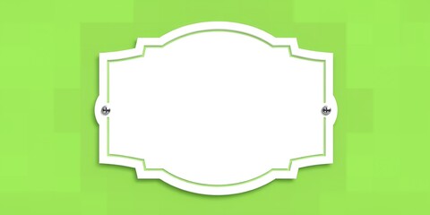 Poster - A white ornate frame with screws against a light green background in a studio shot