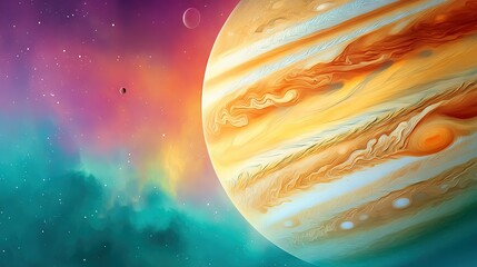 Wall Mural - a celestial masterpiece featuring a radiant planet centered around a dazzling star, surrounded by a 