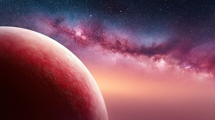 Wall Mural - red object close up against star-filled dark sky