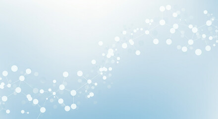 Poster - Abstract light blue background with connected white dots forming a wavy pattern across the image