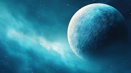Wall Mural - an artist's depiction of a luminous blue moon set amidst the star-studded midnight sky