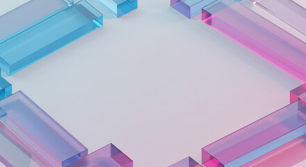 Poster - Abstract background with translucent rectangular shapes forming a square frame design