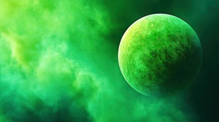 Wall Mural - a lush green object, surrounded by a vibrant green cloud, dominates the bright green substance at th