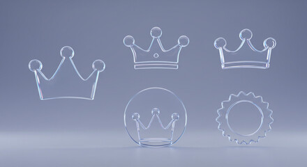 Poster - A collection of translucent crown icons and a sun icon displayed on a light gray background