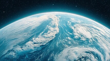Wall Mural - a stunning view of earth from space with sunlight illuminating the horizon and the planet in focus
