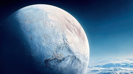 Wall Mural - an artist's rendition of a snow-covered planet amidst a sea of snow-capped mountains