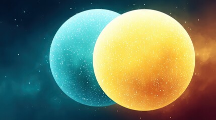 Wall Mural - a few blue and yellow balls rest beside each other on a blue-yellow star field