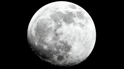 Wall Mural - black & white photo of the moon taken from the ground, gazing upward into the starry night sky