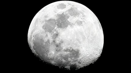 Wall Mural - a monochrome image of the moon captured from the earth's surface, with a dark sky as the background
