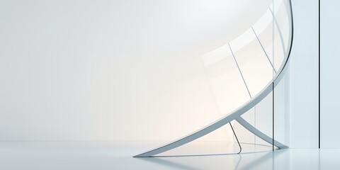 Poster - Abstract architectural design with curved glass and white background in studio shot