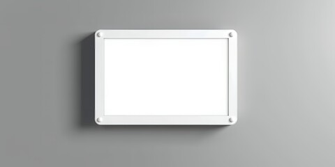 Poster - White rectangular frame with rounded corners mounted on a gray wall in a minimalist style