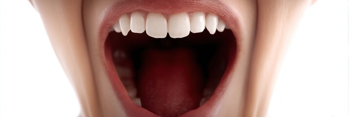 Poster - Open Mouth With Visible Dental Implant Beneath Gumline in High-Key Light Showing Dental Health Status and Oral Examination Detail Generative AI
