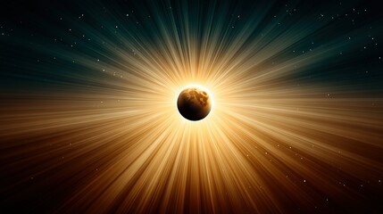 Wall Mural - a black hole, centered in a star-filled sky, radiates brilliant light