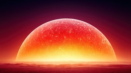 Wall Mural - red object in water with orange-red sky
