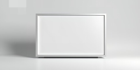 Poster - A minimalistic silver framed blank canvas sitting on a white surface against a white background