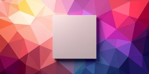 Poster - A square frame centered on a colorful geometric background with pinks and purples hues