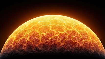 Wall Mural - a detailed image of the fiery ball's surface, set against a dark backdrop