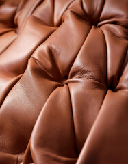 Poster - Close up of brown leather with gathered, pleated texture, ideal for backgrounds and design elements.