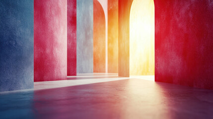Poster - unique 4k background displays abstract architecture with vivid arches and shadows creating a realist