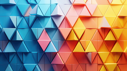 Poster - Realistic 4K 3D background showcasing triangular influences with a vibrant color palette and subtle shading, creating a dynamic and modern visual experience.