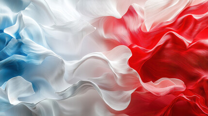 Poster - A creative 3D exploration of realistic textures blending white, red, and blue hues in a detailed 4K background, evoking a sense of fluid motion and dynamism.
