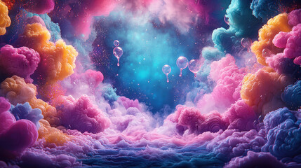 Poster - A creative and aesthetic 4K 3D background featu realistic side A perspectives with swirling clouds and ethereal light creating a visually stunning scene.