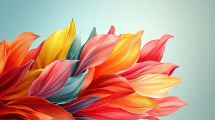 Poster - A vibrant and realistic 4K 3D background showcases a colorful explosion of petal designs with soft gradients, creating a captivating abstract and modern backdrop.