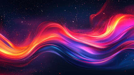 Poster - A realistic 4K 3D abstract design unfolds in side angle view, featu vibrant hues and intricate details across a mesmerizing background landscape.