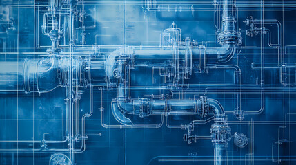 Wall Mural - blueprint industrial water steam