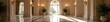 © Gon - Grand entrance, gleaming marble floors, crystal chandelier, dramatic, door, shine