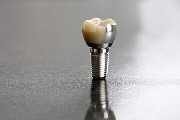 Aufkleber - Implant Crown Showcased Upright on Reflective Surface Casting Shadows With Soft Lighting in a Calm Environment Generative AI