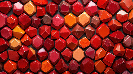 Poster - A realistic 4K side angle view showcases a 3D background of vibrant red and orange polygon shapes, creating a modern abstract geometric design aesthetic.