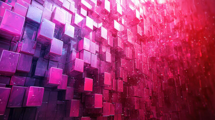 Poster - bold 3d graphic design with realistic cube forms and vibrant pink and red colors creates a stunning 