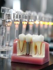 Aufkleber - Implant Placed in Soft Gum Gel Model Under Sterile Clinic Lights During Dental Procedure Generative AI