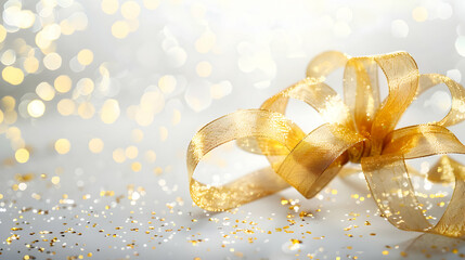 Poster - A radiant composition featuring a golden ribbon and ethereal bokeh lights display